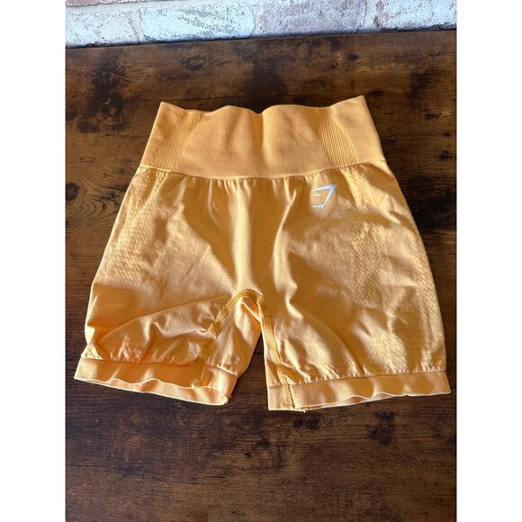 Gymshark Ladies Womens Small Gold Seamless Workout Shorts - Picture 1 of 13